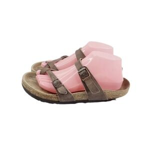 Birkenstock Women's Brown Mayari Leather Classic Stripe Slide Sandal Size 9